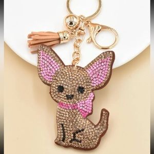 Rhinestone Chihuahua Tassel Bag Charm & Keychain